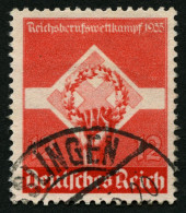 Dt. Reich 572y O, 1935, 12 Pf. Reichsberufswettkampf, Waagerechte Gummiriffelung, Pracht, Mi. 75.- - Usati