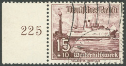Dt. Reich 657I O, 1937, 15 Pf. Fährschiff Schwerin Mit Abart Leuchtturm-Wetterfahne Mit Pfeilstab, Linkes Randstück, Wel - Other & Unclassified