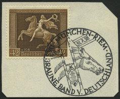 Dt. Reich 671y BrfStk, 1938, 42 Pf. Braunes Band, Waagerechte Gummiriffelung, Sonderstempel, Prachtbriefstück, Mi. (60.- - Used Stamps