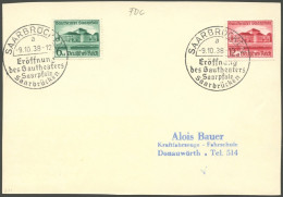 Dt. Reich 673/4 BrfStk, 1938, Gautheater Saarpfalz Mit Ersttags-Sonderstempel Auf Karte, Pracht - Sonstige & Ohne Zuordnung