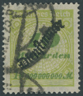 DIENSTMARKEN D 86 O, 1923, 10 Mrd. M. Schwärzlichgrüngelb/olivgrün, üblich Gezähnt Pracht, Gepr. Fleiner, Mi. 180.- - Dienstzegels