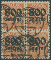 DIENSTMARKEN D 95Y VB O, 1923, 800 Tsd. M. Auf 30 Pf. Dunkelrotorange Auf Mattgelblichorange, Wz. 1, Im Viererblock, Pra - Officials