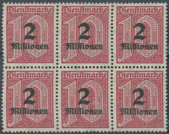 DIENSTMARKEN D 97Y , 1923, 2 Mio.M. Auf 10 Pf. Lilarot Im Postfrischen Sechserblock, Wz. Liegend, Pracht, Mi. 204.- - Officials