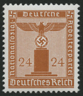 DIENSTMARKEN D 163y , 1942, 24 Pf. Braunorange, Waagerechte Gummiriffelung, Pracht, Gepr. Schlegel, Mi. 350.- - Dienstzegels