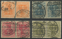 ZUSAMMENDRUCKE K 1-4 O, 1921, Germania, 10, 30, 40 Und 60 Pf., 4 Kehrdrucke, Pracht, Gepr. Infla, Mi. 94.- - Se-Tenant