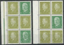 ZUSAMMENDRUCKE S 43,45 , 1932, Reichspräsidenten 5 + 6 + 5 Und 6 + 5 + 6, Je Im Randblock, Postfrisch, Pracht - Se-Tenant