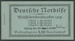 ZUSAMMENDRUCKE MH 28.2. , 1929, Markenheftchen Nothilfe, Nicht Durchgezähnt, Heftchenblatt 64B, Pracht, Mi. 1100.- - Se-Tenant