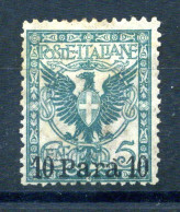 1902 LEVANTE Albania N.4 10 Pa. Su 5 Centesimi Verde Azzurro * - Albania