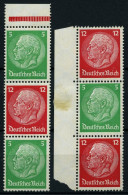 ZUSAMMENDRUCKE S 107,109 , 1933, Hindenburg 5 + 12 + 5, 12 + 5 + 12, Wz. 2, Falzrest, Marken Teils Postfrisch, 2 Prachtw - Zusammendrucke