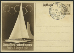 GANZSACHEN P 261 BRIEF, 1936, Olympische Segelwettbewerbe, Leer Gestempelt Mit Ersttags-Sonderstempel Von KIEL, Feinst - Autres & Non Classés