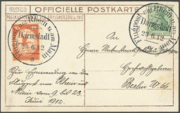 ZEPPELINPOST 10 BRIEF, 1912, 10 Pf. Flp. Am Rhein Und Main Mit 5 Pf. Zusatzfrankatur Auf Offizieller Postkarte Großherzo - Correo Aéreo & Zeppelin