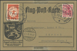 ZEPPELINPOST 11FR BRIEF, 1912, 20 Pf. Flp. Am Rhein Und Main Mit 20 Pf. Zusatzfrankatur Auf Flugpostkarte, Sonderstempel - Luchtpost & Zeppelin