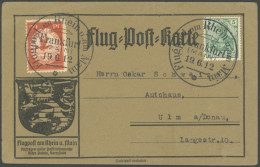 ZEPPELINPOST 11FR BRIEF, 1912, 20 Pf. Flp. Am Rhein Und Main Mit 5 Pf. Zusatzfrankatur Auf Flugpostkarte, Sonderstempel  - Posta Aerea & Zeppelin