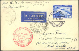 ZEPPELINPOST 57D BRIEF, 1930, Südamerikafahrt, Bordpost, Friedrichshafen-Bahia, Prachtkarte - Correo Aéreo & Zeppelin