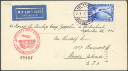 ZEPPELINPOST 90Ab BRIEF, 1930, Vogtlandfahrt, Bordpost Der Hinfahrt, Nach Denver/Colorado, Frankiert Mit 2 RM, Prachtbri - Correo Aéreo & Zeppelin