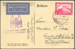 ZEPPELINPOST 108Ad BRIEF, 1931, Ostseejahr-Rundfahrt, Bordpost Rückfahrt, Abwurf Lübeck, Frankiert Mit 1 RM, Besatzungs- - Luft- Und Zeppelinpost