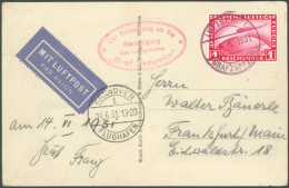 ZEPPELINPOST 111Ab BRIEF, 1931, Fahrt Nach Hannover, Bordpost, Frankiert Mit 1 RM, Mit Bordpost- Und Besichtigungsstempe - Luft- Und Zeppelinpost