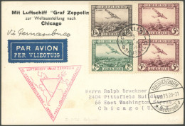 ZULEITUNGSPOST 238 BRIEF, Belgien: 1933, Chicagofahrt In Die USA, Prachtkarte - Poste Aérienne & Zeppelin