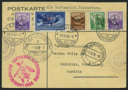 ZULEITUNGSPOST 427 BRIEF, Liechtenstein: 1936, Olympiafahrt, Mit Dienstmarken-Frankatur, Prachtkarte Nach Österreich - Zeppeline