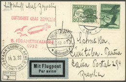 ZULEITUNGSPOST 189 BRIEF, Österreich: 1932, 8. Südamerikafahrt, Prachtkarte - Luft- Und Zeppelinpost