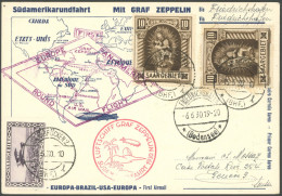 ZULEITUNGSPOST 57P BRIEF, Saargebiet: 1930, Südamerikafahrt, Rundfahrt Friedrichshafen-Friedrichshafen, Prachtkarte - Poste Aérienne & Zeppelin