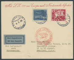 ZULEITUNGSPOST 406C BRIEF, Schweden: 1936, 1. Nordamerikafahrt, Anschlussflug Ab Frankfurt, Prachtbrief - Luchtpost & Zeppelin