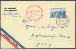 ZULEITUNGSPOST 57M BRIEF, Schweiz: 1930, Südamerikafahrt, Bis Rio De Janeiro, Prachtbrief - Posta Aerea & Zeppelin