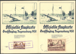 HALBAMTLICHE FLUGMARKEN 18a,19b BRIEF, 1930, 10 Und 20 Pf. Regensburger Großflugtag, 2 Sonderpostkarten Mit Beförderungs - Flugzeuge