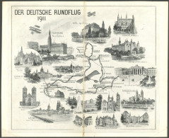 PIONIERFLUGPOST 1909-1914 1911, Deutscher Rundflug, Gesamtstrecke Als Ungebrauchte Drucksachen-Faltkarte!, Mit Allen Tag - Vliegtuigen