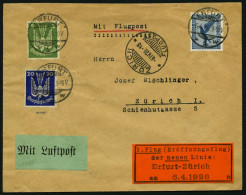 ERST-UND ERÖFFNUNGSFLÜGE 26.7.09 BRIEF, 6.4.1926, Erfurt - Zürich, Prachtbrief, RR! - Zeppelin