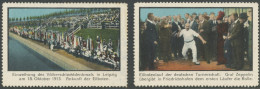 LUFTPOST-VIGNETTEN , 1913, 2 Verschiedene Vignetten: Eilbotenlauf Der Deutschen Turnerschaft, Graf Zeppelin übergibt Dem - Luchtpost & Zeppelin