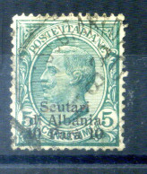 1909-11 LEVANTE Scutari D'Albania N.1 10pa. Su 5 Centesimi Verde USATO - Uffici D'Europa E D'Asia