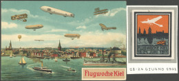 ALTE ANSICHTSKARTEN 1911, Flugwoche Kiel 18.-24. Juni, Farbige Sonderkarte Nr. 3 Mit 8 Verschiedenen Flugobjekten, Ungeb - Sonstige & Ohne Zuordnung