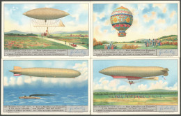 ALTE ANSICHTSKARTEN 1933, Eroberung Der Luft Vom Luftballon Zum Zeppelin, 4 Verschiedene Liebig-Karten, Pracht - Otros & Sin Clasificación