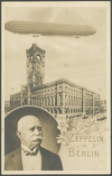 ALTE ANSICHTSKARTEN 1909, LZ 6 (Z III) In Berlin, Fotomontagekarte Mit Zeppelin-Portrait Vor Rotem Rathaus, Ungebraucht, - Altri & Non Classificati