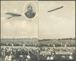 ALTE ANSICHTSKARTEN 1914, Ansichtskarten-Kuriosum: 1909 Zeppelin-Karte Und 1911 Flugkarte Mit Identischer Menschenmenge, - Sonstige & Ohne Zuordnung