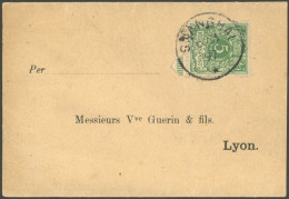 DP CHINA V 46c BRIEF, 1897, 5 Pf. Opalgrün Mit Stempel SHANGHAI Auf Streifband Nach Lyon, Pracht - Chine (bureaux)