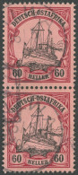 DEUTSCH-OSTAFRIKA 29 Paar O, 1905, 60 H. Dunkelrötlichkarmin/braunschwarz Auf Mattkarminrot, Ohne Wz., Im Senkrechten Pa - Africa Orientale Tedesca