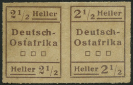 DEUTSCH-OSTAFRIKA III W2 , 1916, 21/2 H. Schwärzlichbraun, Type II Und I, Im Waagerechten Paar, Pracht, Mi. 350.- - Africa Orientale Tedesca