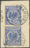 DSWA VS 48d Paar BrfStk, 1896, 20 Pf. Violettultramarin Im Senkrechten Paar Auf Leinenbrief Mit Stempel OMARURU, Pracht - Duits-Zuidwest-Afrika