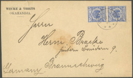 DSWA VS 48d Paar BRIEF, 1897, 20 Pf. Violettultramarin Im Senkrechten Paar Mit Stempel OKAHANDJA Nach Braunschweig, Prac - Duits-Zuidwest-Afrika