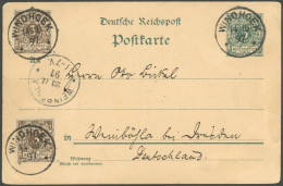 DSWA M 45b BRIEF, 1897, Stempel WINDHOEK Auf 5 Pf. Ganzsachenkarte Mit 2-mal 3 Pf. Mittelbraun Nach Walinböhla, Karte Re - Sud-Ouest Africain Allemand