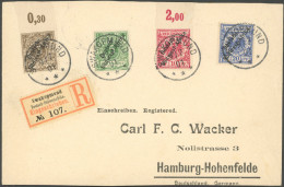 DSWA 1-4 BRIEF, 1901, Krone/Adler Auf Einschreibbrief (oben Und Unten Geöffnet) Von SWAKOPMUND Nach Hamburg, Pracht - German South West Africa