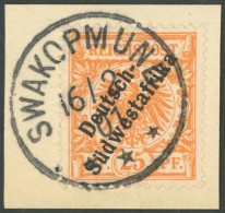 DSWA 9a BrfStk, 1899, 25 Pf. Gelblichorange, Stempel SWAKOPMUND, Kabinettbriefstück, Fotoattest Jäschke-L., Mi. (500.-) - Deutsch-Südwestafrika