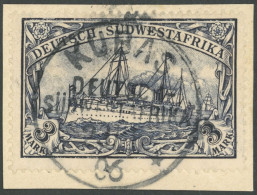 DSWA 22 BrfStk, 1901, 3 M. Violettschwarz, Ohne Wz., Zentrischer Stempel KUBAS, Prachtbriefstück - Sud-Ouest Africain Allemand