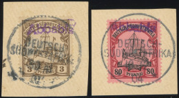 DSWA 11,19 BrfStk, Abbabis, Violett In Blockschrift Auf Wanderstempel IV, Je Auf 3 Und 80 Pf. (10.12.04), 2 Prachtbriefs - German South West Africa