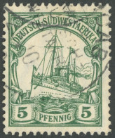 DSWA 25 O, ARIS, Teilabschlag Auf 5 Pf., Pracht - German South West Africa