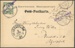 DSWA 12 BRIEF, BRACKWASSER, 12.03.07, Violetter Wanderstempel Auf Postkarte Mit 5 Pf. (minimal Fleckig) Nach Neustadt, P - Deutsch-Südwestafrika