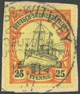 DSWA 15 BrfStk, GROSS-WITVLEY, 15.11.07, Auf Briefstück Mit 25 Pf., Pracht - German South West Africa