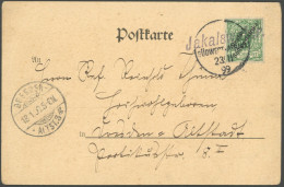 DSWA 6 BRIEF, Jakalswater In Schwarz, 23.11.1899, Wanderstempel I Auf Ansichtskarte Aus HASIS Mit 5 Pf. Nach Berlin, Pra - Africa Tedesca Del Sud-Ovest